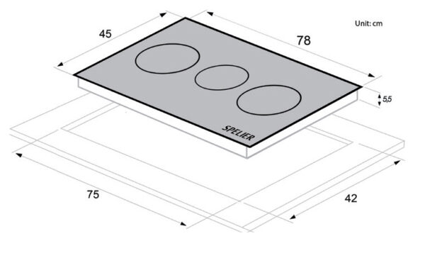 Bếp từ Spelier SPM-938I Plus 7 kich thuoc bep tu spelier spm 938i plus