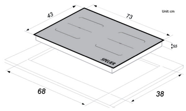 Bếp từ Spelier SPM-T100WS 7 kich thuoc bep tu spelier spm t100 ws