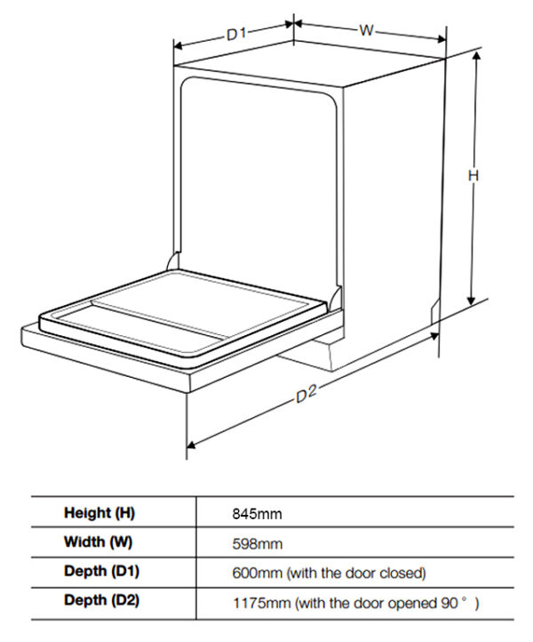 Máy rửa bát Spelier SP 16DWKT/S 24 kich thuoc may rua bat spelier sp 16dwkt s